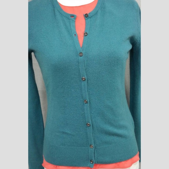NY&Co XS Teal Cardigan with Teal Crystal Button - Picture 2 of 9